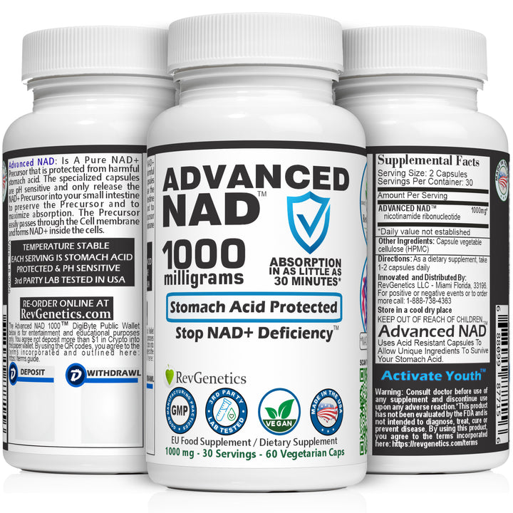 Advanced NAD 1000 mg: 60 500mg Capsules - NAD Supplement PRESALE