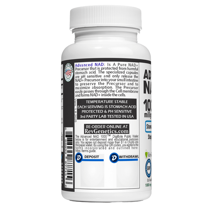 RevGenetics Advanced NAD 1000 mg: 60 500mg Capsules AdvancedNAD1000-left Member Products,All Products